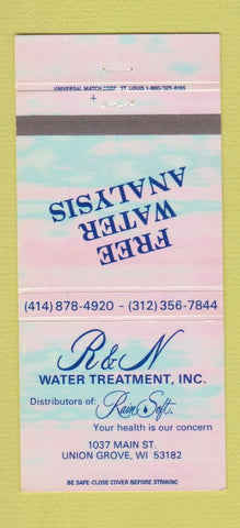 Matchbook Cover - R&N Water Treatment Union Grove WI 30 Strike