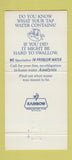 Matchbook Cover - R&N Water Treatment Union Grove WI 30 Strike