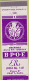 Matchbook Cover - Matchbook Cover Elks Club Pratt KS