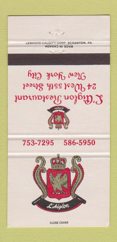 Matchbook Cover - L Aiglon Restaurant New York City 30 Strike