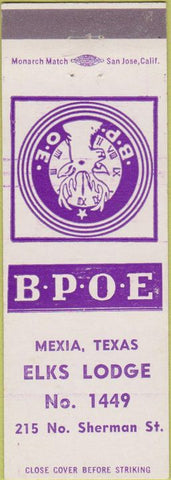 Matchbook Cover - Matchbook Cover Elks Club Mexia TX