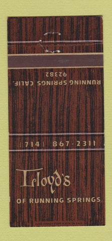 Matchbook Cover - Lloyd's of Running Springs CA restaurant 30 Strike