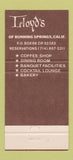 Matchbook Cover - Lloyd's of Running Springs CA restaurant 30 Strike