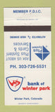Matchbook Cover - Bank of Winter Park Colorado 30 Strike