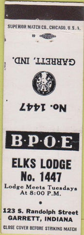 Matchbook Cover - Matchbook Cover Elks Club Garrett IN