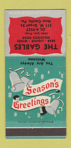 Matchbook Cover - The Gables Restaurant New Castle PA Christmas 30 Strike