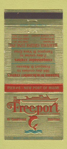 Matchbook Cover - Freeport Cruises Miami FL 30 Strike