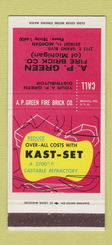 Matchbook Cover - AP Green Fire Brick Detroit MI Kast Set 30 Strike