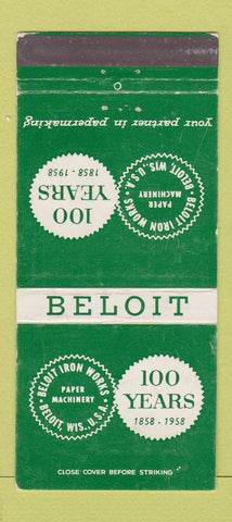 Matchbook Cover - Beloit Iron Works WI 1958 WEAR 30 Strike