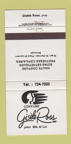 Matchbook Cover - Gisele Ross Salon Rimouski QC 30 Strike