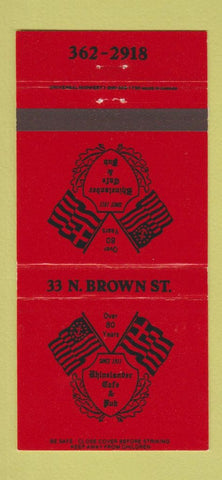 Matchbook Cover - Rhinelander Cafe Pub 30 Strike