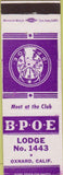 Matchbook Cover - Matchbook Cover Elks Club Oxnard CA