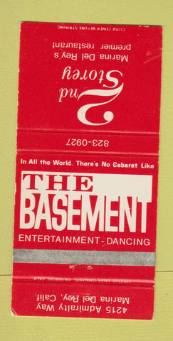 Matchbook Cover 2nd Storey Marina Del Rey CA Restaurant Basement WEAR 30 Strike