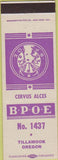 Matchbook Cover - Matchbook Cover Elks Club Tillamook OR