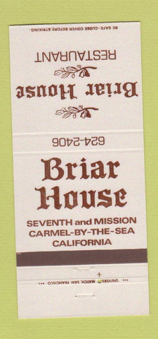 Matchbook Cover - Brair House Restaurant Carmel by the Sea CA 30 Strike