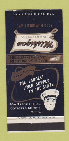 Matchbook Cover - Michigan Towel Supply Detroit Lansing MI girlie 30 Strike