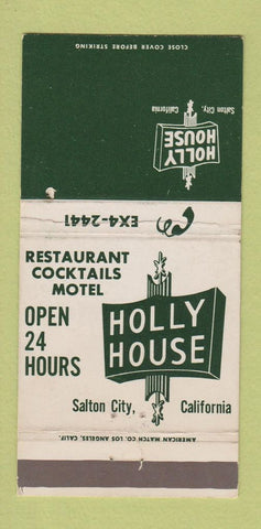 Matchbook Cover - Holly House Salton City CA WEAR 30 Strike