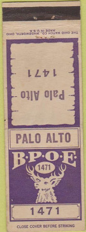Matchbook Cover - Matchbook Cover Elks Club Palo Alto CA WORN