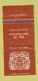 Matchbook Cover - Chic's Place Seafood San Francisco CA WEAR 30 Strike