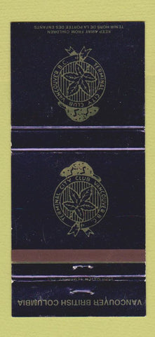 Matchbook Cover - Terminal City Club Vancouver BC WEAR 30 Strike