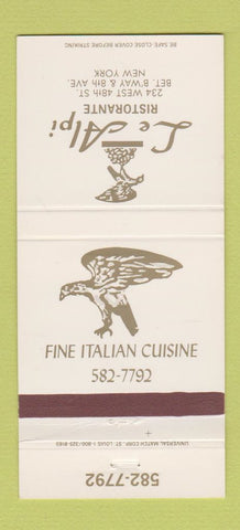 Matchbook Cover - Le Alpi Ristorante New York City Italian 30 Strike
