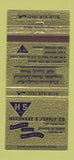 Matchbook Cover - HS Hardware and Supply Chester PA 30 Strike