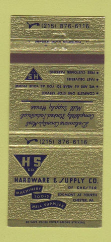 Matchbook Cover - HS Hardware and Supply Chester PA 30 Strike