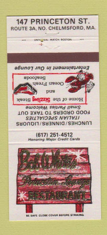 Matchbook Cover - Bob White's Princeton Restaurant North Chelmsford MA 30 Strike