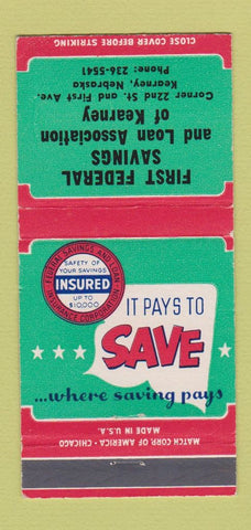 Matchbook Cover - First Federal Savings Kearney NE 30 Strike