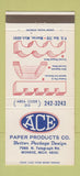 Matchbook Cover - Ace Paper Products Monroe MI 30 Strike