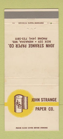 Matchbook Cover - John Strange Paper Company Menasha WI 30 Strike