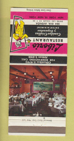 Matchbook Cover - Liborio Restaurant New York City 30 Strike