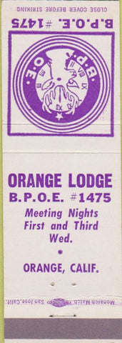 Matchbook Cover - Matchbook Cover Elks Club Orange CA