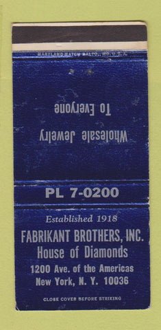 Matchbook Cover - Fabrikant Brothers Jewelry New York City WEAR 30 Strike