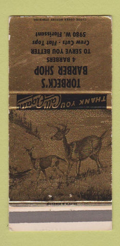 Matchbook Cover - Torbeck's Barber Shop St Louis MO 30 Strike