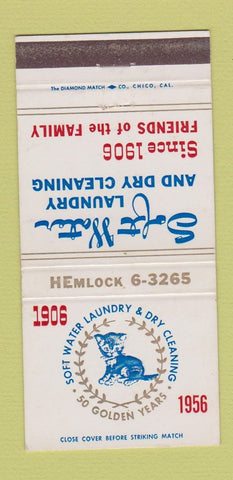 Matchbook Cover - Soft Water Laundry Dry Cleaning Long Beach CA WEAR 30 Strike