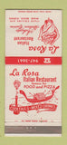 Matchbook Cover - La Rosa Italian Restaurant Miami Beach FL Pizza 30 Strike