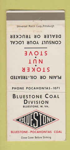 Matchbook Cover - Bluestone Coal Bluestone WV 30 Strike