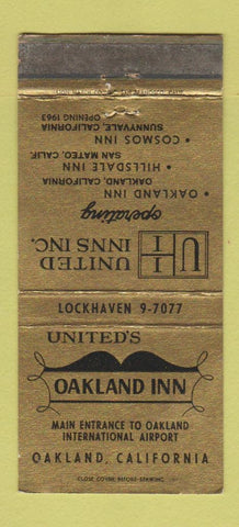 Matchbook Cover - United's Oakland Inn Oakland CA WORN 30 Strike