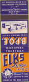 Matchbook Cover - Matchbook Cover Elks Club Inglewood CA