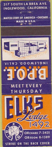 Matchbook Cover - Matchbook Cover Elks Club Inglewood CA