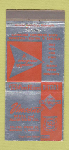 Matchbook Cover - Vincent Brass and Aluminum Minneapolis MN WEAR 30 Strike