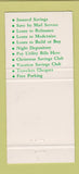 Matchbook Cover - Valley Savings and Loan Cuyahoga Falls OH 30 Strike