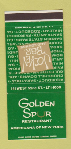 Matchbook Cover - Golden Spur Restaurant New York City 30 Strike