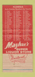 Matchbook Cover - Mayhue's Liquor Store Fort Lauderdale FL 30 Strike