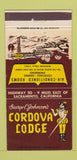 Matchbook Cover - George Johnson's Cordova Lodge Sacramento CA 30 Strike