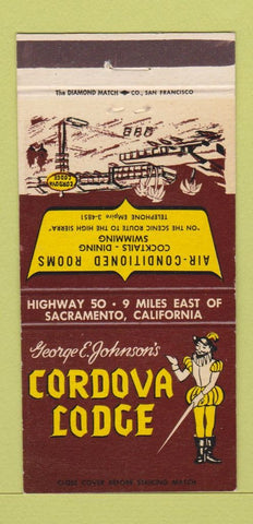 Matchbook Cover - George Johnson's Cordova Lodge Sacramento CA 30 Strike