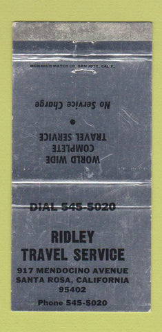 Matchbook Cover - Ridley Travel Service Santa Rosa CA WEAR 30 Strike