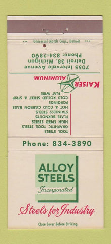 Matchbook Cover - Alloy Steels Kaiser Aluminum Detroit MI 30 Strike