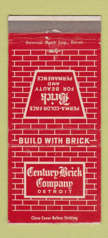 Matchbook Cover - Century Brick Detroit MI 30 Strike